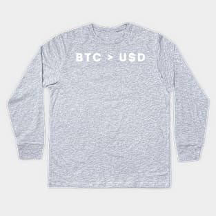 BTC > USD Kids Long Sleeve T-Shirt